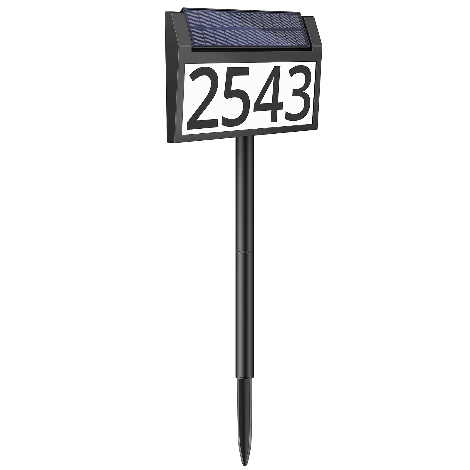 Solar Address Sign Lighted House Numbers Waterproof, Solar Powered LED Illuminated Address Plaques with Stakes, 3-Color in 1 Outdoor Address Number for Home Street Yard Driveway