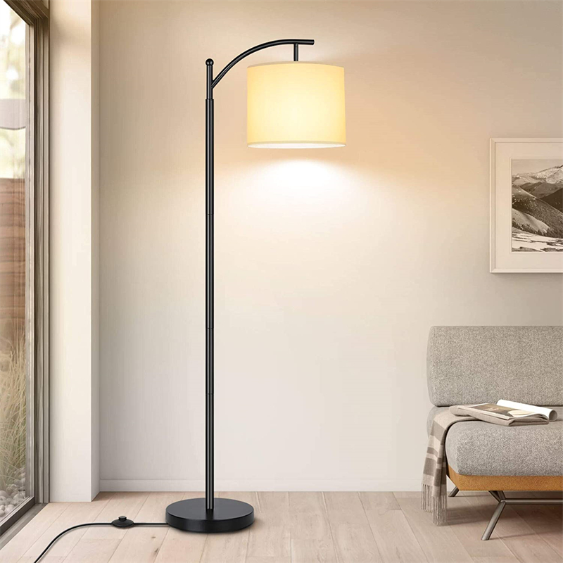 LED Floor Lamp for Living Room, Modern Standing Lamp for Bedroom, Classic Reading Floor Lamps with Lamp Shade Suits Farmhouse and Mid Century for Study Office, E26 LED Bulb Included, Black