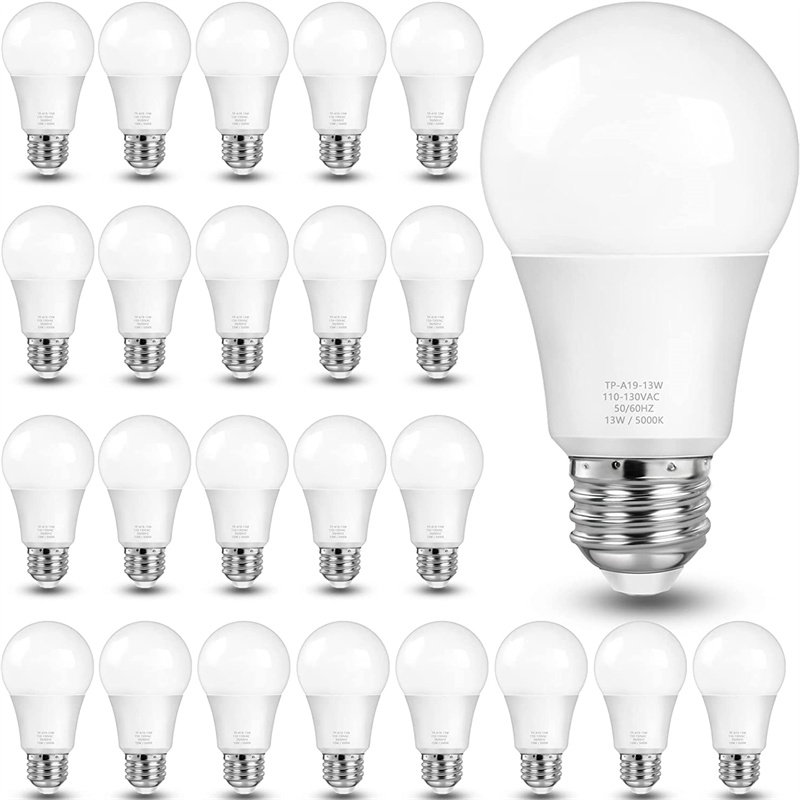 24 Pack A19 LED Light Bulbs, 100-125 Watt Equivalent, 1500 Lumens, 5000K Daylight, E26 Standard Base, Non-Dimmable, 13W LED Bulbs for Bedroom Living Room Home and Office Lighting