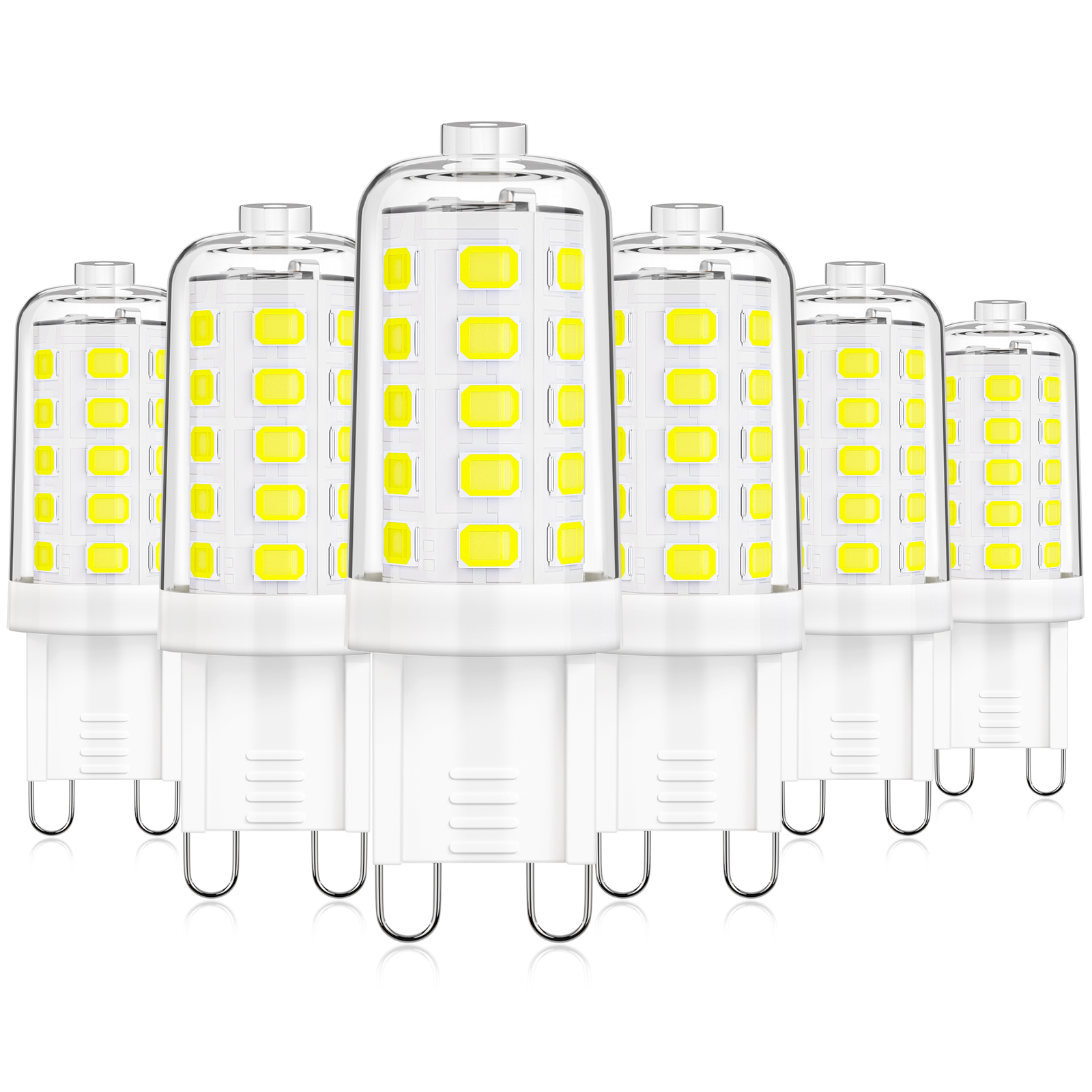 MAXvolador G9 LED Bulb Dimmable, Daylight White 6000K, 40W T4 Halogen Equivalent, Bi Pin Base 4W G9 Light Bulbs for Chandelier Lighting, 400LM, 6 Pack